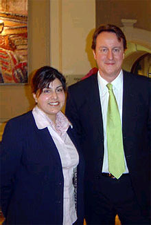   (Sayeeda Warsi)    (David Cameron)